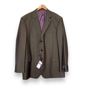 Earvin “Magic” Johnson Signature blazer jacket brown pinstriped super 120’s 48R